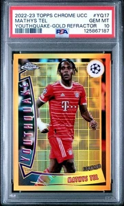 2022-23 Topps Chrome UEFA UCC - Youthquake Mathys Tel /50 - Tottenham PSA 10 - Picture 1 of 2