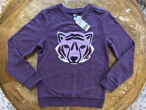 Tea Collection Tiger Popover Sweatshirt In Purple Punch | Youth Size 12 | NWT - Picture 1 of 9