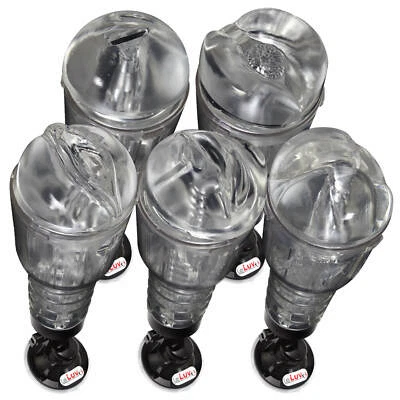 LeLuv Masturbador Masculino Transparente Portátil Textura Realista con Montaje en Ventosa Foto 1 de 4