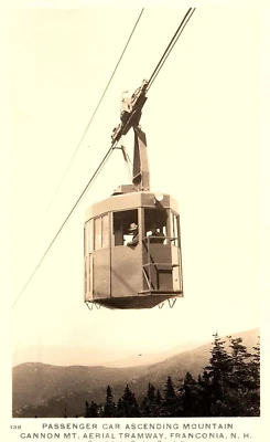 1920s PASSENGER CAR CANNON MT AERIAL TRAMWAY FRANCONIA N.H.  RPPC POSTCARD P1656 - Image 1 of 3