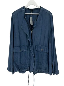 Lane Bryant Jacket Women's Plus Size 18/20 Blue Chambray RollTab L/S Full Zip - Picture 1 of 17