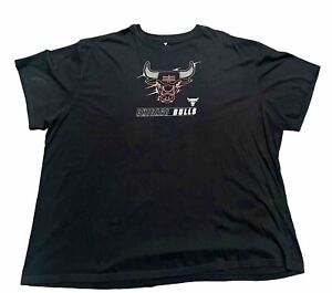 Chicago Bulls Mens Black T-Shirt NBA Basketball Sport Team Crew Logo Adult 6XL