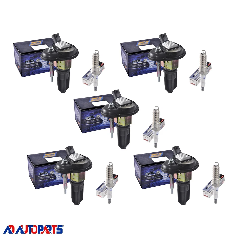 5 Herko B052 Ignition Coils + 5 Platinum TT Spark Plugs 4513 For GMC Canyon - Imagem 1 de 4