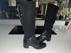 Ladies Black Leather Knee High Boots 38 Uk 5