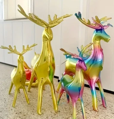 Globo de reno de pie dorado - decoración navideña - fiesta de Navidad - decoraciones Foto 1 de 4