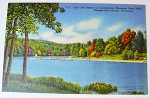Tennessee Cumberland Mountain State Park Lake Bathers - Old Vintage Linen Postca - Picture 1 of 2