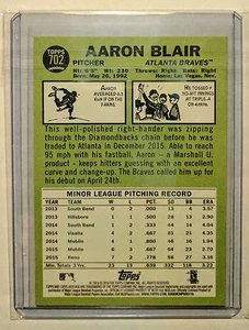 2016 Topps Heritage High Aaron Blair RC #702 Gum Stain Damage Back Variation - Picture 1 of 2
