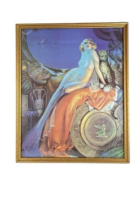 Litografia Vintage Rolf Armstrong “Cleópatra” – Estampa Art Deco Glamour - Imagem 1 de 4