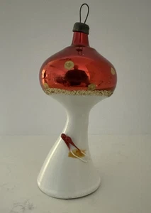 RARE VINTAGE DE CARLINI MUSHROOM CHRISTMAS ITALIAN BLOWN GLASS ORNAMENT - Picture 1 of 7