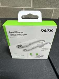Belkin BoostCharge USB-A to USB-C Braided Cable 3.3ft 1M White In Retail Box - Picture 1 of 2