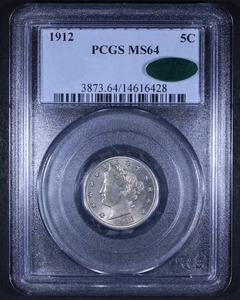 1912 Liberty V Nickel - 5c PCGS MS64 CAC ✅ - Original And Lustrous! - Picture 1 of 4