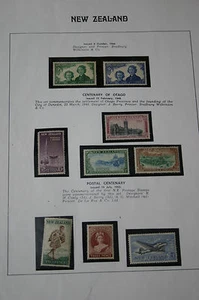 Set Of 9 Key New Zealand Stamps from 1944, 1948 & 1955 on Display Sheet. MNH - Bild 1 von 1
