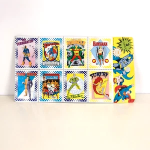 DC Action Comics Inc. Indicia 1987 hoja sin cortar de 8 cartas héroes y villanos nuevo - Imagen 1 de 6