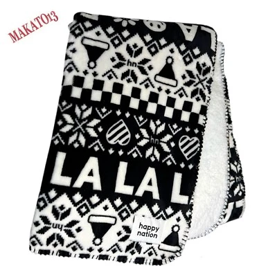 Victoria’s Secret 粉色 Fa La 圣诞夏尔巴毯 Happy Nation 60 英寸 x 50 英寸 — 第 1/4 张图片