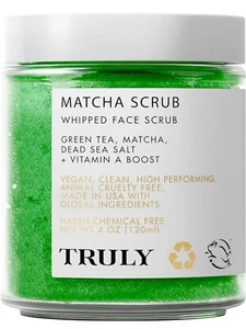 Truly Matcha Whipped Face Scrub + Green Tea & Vitamin A Boost With Sea Salt 4 Oz - Picture 1 of 5