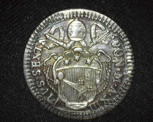 PAPAL STATES 1787-XIII GROSSO KM1047 SILVER ABOUT UNCIRCULATED ~J33 - Picture 1 of 2