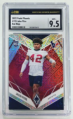 2022 Panini Phoenix Jalen Pitre Red Mojo /7 CSG 9.5 #193 Rookie Card RC Texans - Image 1 of 2
