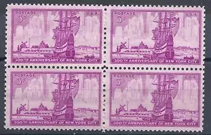 US 1953 Sc# 1027 set Dutch ship New Amsterdam harbor block 4 MNH - Picture 1 of 1