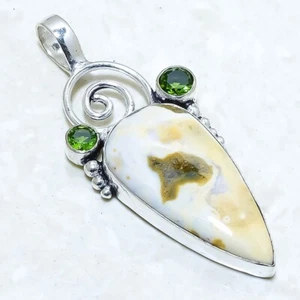Ozean-Jaspis, Peridot Edelstein Handmade Silber Schmuck Anhänger 2,3" PRJ13164 - Bild 1 von 2