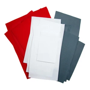 Upcycled Material Scraps Synthetic Non-Woven Pre-Cut Nylon Solid Red Grey White - Picture 1 of 2