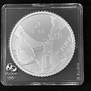 Brazil 5 reais Silver Proof 2015 Rio 2016 Music Forro Trio CoA & Round Capsule - Picture 1 of 9