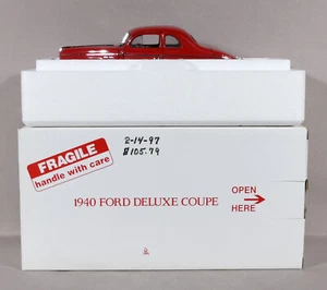 Danbury Mint Diecast 1940 Red Ford Deluxe Coupe 1:24 Scale Never Displayed - Picture 1 of 15
