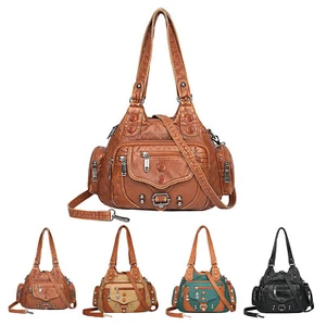 Large Hobo Bag for Women Soft Washed Leather Multi-pocket Shoulder Handbags - Picture 1 of 17