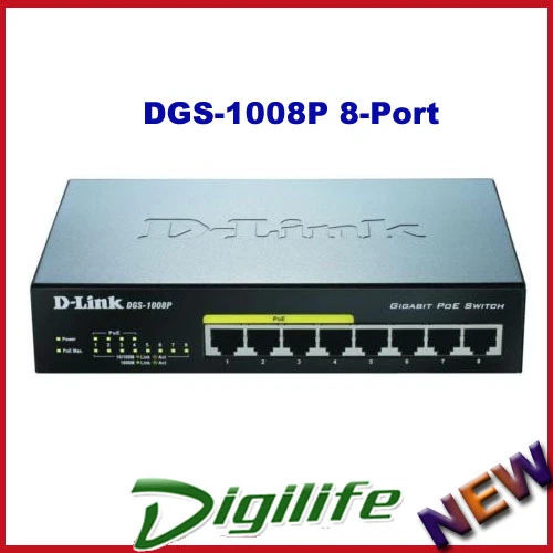 D-Link DGS-1008P 8-Port PoE Gigabit Desktop Switch - image 1 of 1