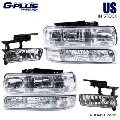 Headlights&Fog Lights Set Fit For 99-02 Chevy Silverado 2000-2006 Tahoe Suburban - Image 1 of 4