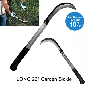 22″ Hand Held Heavy Duty Garden Scythe Sickle Weed, Nettle Bramble Bush Wacker - Picture 1 of 11