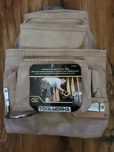 Cool works Carpenters Nail And Tool Bag, NWT, Suede, Khaki, I923x, 10 Pockets - Picture 1 of 5