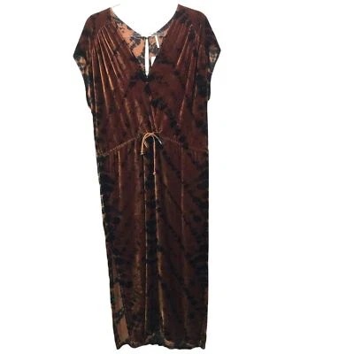Young Fabulous & Broke Kellyn Tiger Eye Velvet Cap Sleeve Midi Dress M - Image 1 of 4