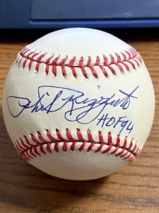PHIL RIZZUTO 9 SIGNED AUTOGRAPHED OAL BASEBALL! Yankees! "HOF 94"! - Picture 1 of 2
