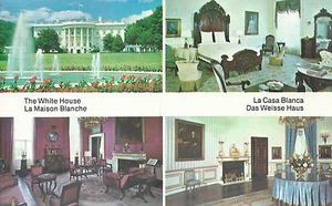Postal cromada vistas exteriores e interiores de la Casa Blanca de Washington DC - Imagen 1 de 2