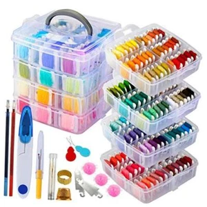 Embroidery Thread Floss Set Including 200 Colors 8 M/Pcs Cross Stitch 262 Pack - Picture 1 of 8