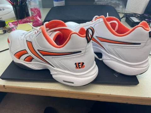 Cincinnati Bengals Reebok Gym Shoes White/Orange Adult Size12 Cover