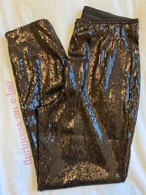 Pantalones de punto ajustados de lentejuelas de tiro alto White House Black Market, talla 6, negros nuevos con etiquetas Foto 1 de 4