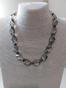Necklace unbranded clear and silver tone faceted beads costume Jewellery 18" fun - Picture 1 of 5