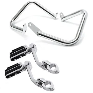 KUAFU For Yamaha V-Star 400 650 XVS650 Engine Guard Crash Bar +Highway Foot Pegs - Picture 1 of 12