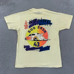 Vintage Volkswagen Bug Bash Shirt Mens Medium Yellow Short Sleeve Cars Outdoor - Picture 1 of 9