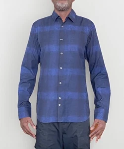 J. Lindeberg Dani CL Soft Check Shirt Dark Navy M - Picture 1 of 7
