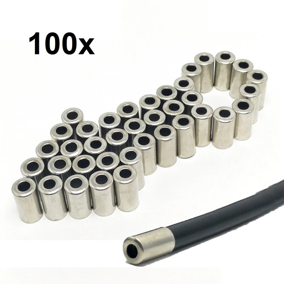 100x Tapas de extremo de cable de bicicleta Cubierta de palanca de cambios de freno Carcasa Férulas Aluminio plateado Foto 1 de 4