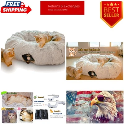 Cozy Extra Large Cat Cave with Removable Mat - Ideal for Kittens & Adults - Image 1 of 4