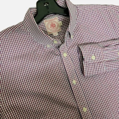 J.Press Button Down Red White Blue Check Dress Casual Shirt Mens Size L  - Image 1 of 4
