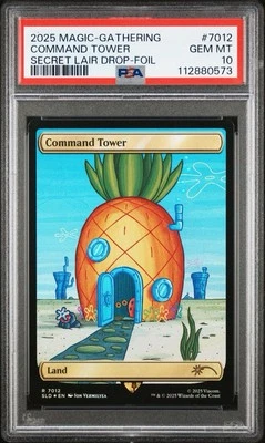 2025 MTG SECRET LAIR X SPONGEBOB SQUAREPANTS COMMAND TOWER FOIL PSA 10 GEM MINT - Image 1 of 2