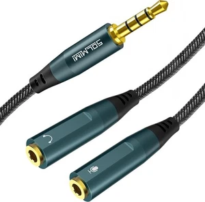 Headset Adapter, 3.5mm Headphone Mic Splitter CTIA TRRS Male to Jade Green - Afbeelding 1 van 6
