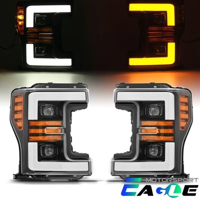 2017-2019 Ford Super Duty Sequential Signal Polished Black Projector Headlights - Image 1 of 4