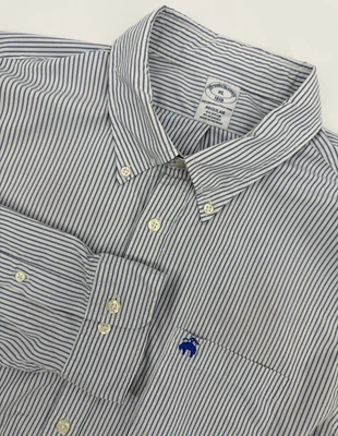 Brooks Brothers Shirt Mens XL Blue White Striped Performance Stretch Button Up - Image 1 of 4