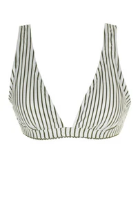 Splendid White Green Striped Picturesque Triangle Bikini Top S - Picture 1 of 3