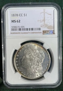 1878 CC Morgan Dollar NGC MS 62 Blast White  - Picture 1 of 6